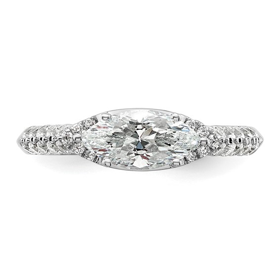 14k White Gold 1/3 carat Lab Grown Diamond VS/SI+ G+ 1 carat Center East-West Marquise Semi Mount Engagement Ring