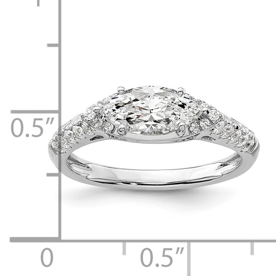 14k White Gold 1/3 carat Lab Grown Diamond VS/SI+ G+ 1 carat Center East-West Marquise Semi Mount Engagement Ring
