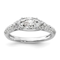 14K White Gold 0.33 Carat Lab Grown Diamond VS SI+ G+ 1 Carat Center East-West Marquise Semi Mount Engagement Ring view 1