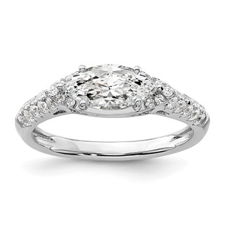 14k White Gold 1/3 carat Lab Grown Diamond VS/SI+ G+ 1 carat Center East-West Marquise Semi Mount Engagement Ring