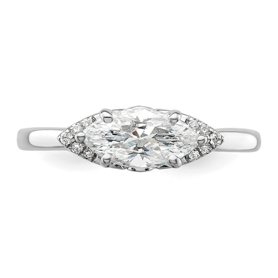 14k White Gold 1/20 carat Lab Grown Diamond VS/SI+ G+ 1 carat Center East-West Marquise Semi Mount Engagement Ring