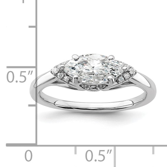 14k White Gold 1/20 carat Lab Grown Diamond VS/SI+ G+ 1 carat Center East-West Marquise Semi Mount Engagement Ring