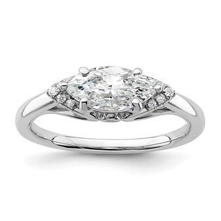 14k White Gold 1/20 carat Lab Grown Diamond VS/SI+ G+ 1 carat Center East-West Marquise Semi Mount Engagement Ring