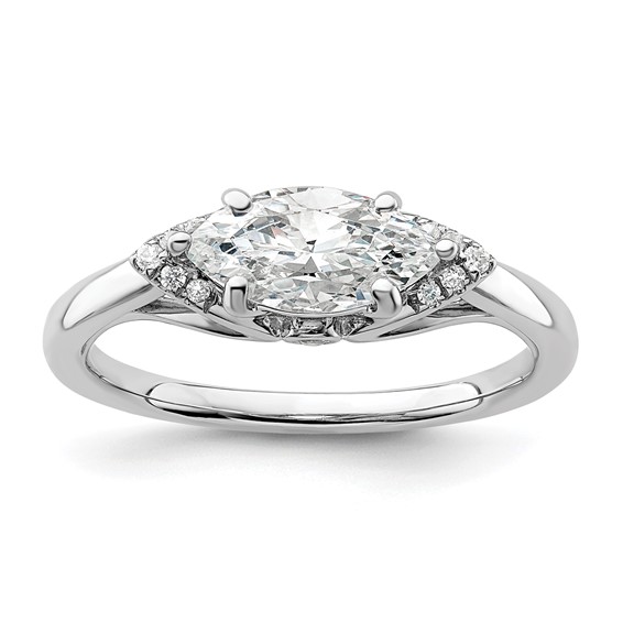 14k White Gold 1/20 carat Lab Grown Diamond VS/SI+ G+ 1 carat Center East-West Marquise Semi Mount Engagement Ring