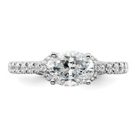 14K White Gold 0.33 Carat Lab Grown Diamond VS SI+ G+ 1 Carat East-West Oval Center Semi Mount Engagement Ring view 4