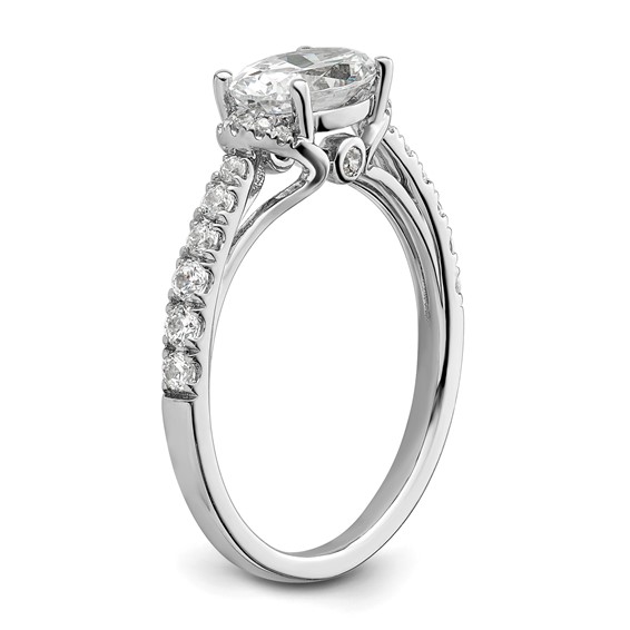 14k White Gold 1/3 carat Lab Grown Diamond VS/SI+ G+ 1 carat East-West Oval Center Semi Mount Engagement Ring