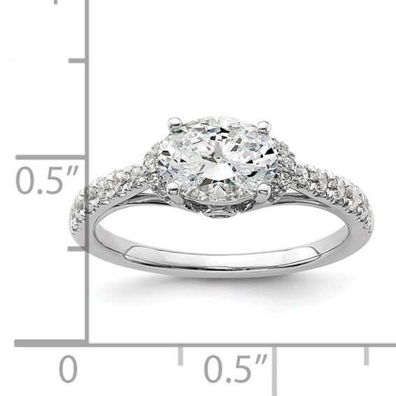 14k White Gold 1/3 carat Lab Grown Diamond VS/SI+ G+ 1 carat East-West Oval Center Semi Mount Engagement Ring
