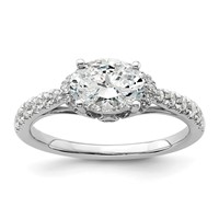 14K White Gold 0.33 Carat Lab Grown Diamond VS SI+ G+ 1 Carat East-West Oval Center Semi Mount Engagement Ring view 1