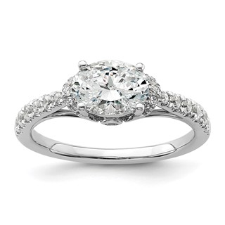 14k White Gold 1/3 carat Lab Grown Diamond VS/SI+ G+ 1 carat East-West Oval Center Semi Mount Engagement Ring