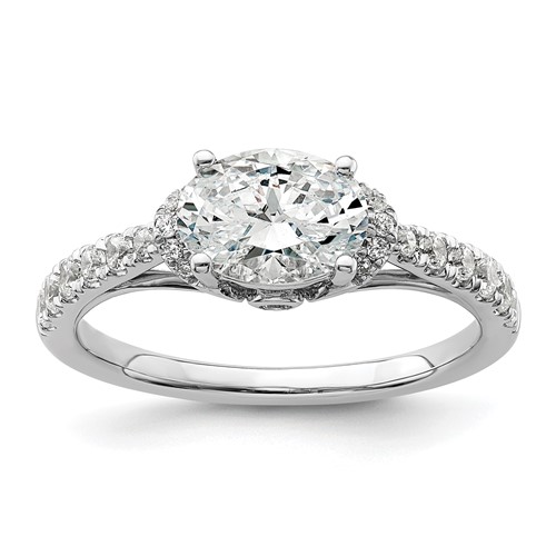 14K White Gold 0.33 Carat Lab Grown Diamond VS SI+ G+ 1 Carat East-West Oval Center Semi Mount Engagement Ring