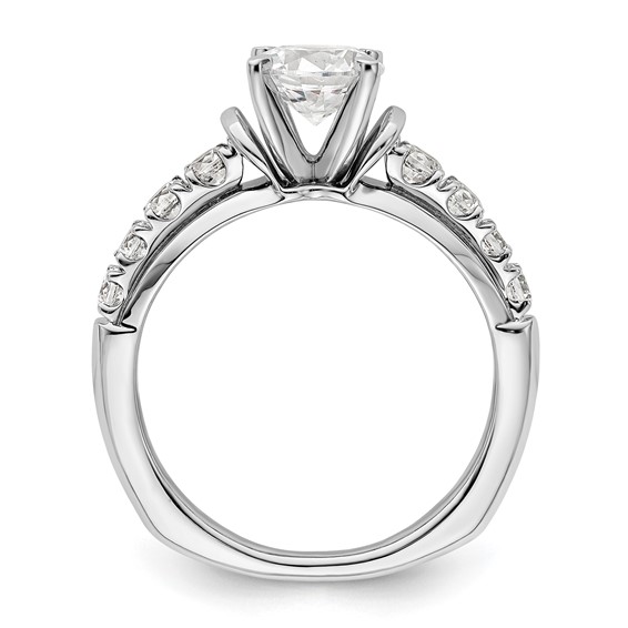 14k White Gold 1/2 carat Lab Grown Diamond VS/SI+ G+ 1 1/2 carat Center Round Semi Mount Shared Prong Engagement Ring