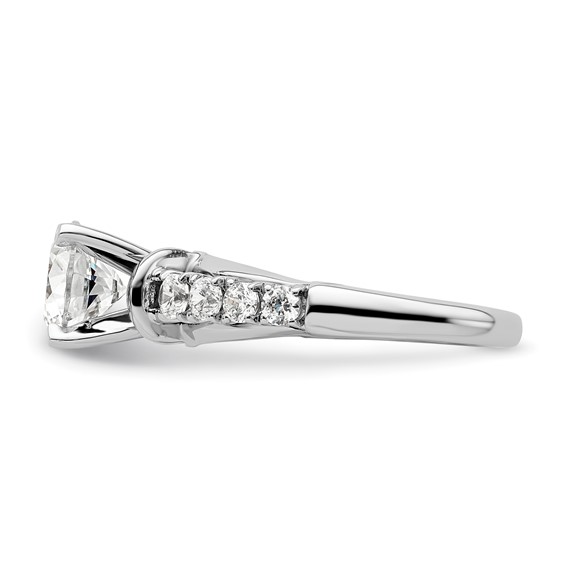 14k White Gold 1/2 carat Lab Grown Diamond VS/SI+ G+ 1 1/2 carat Center Round Semi Mount Shared Prong Engagement Ring