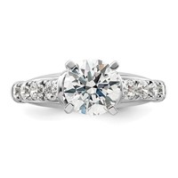 14K White Gold 0.50 Carat Lab Grown Diamond VS SI+ G+ 1.50 Carat Center Round Semi Mount Shared Prong Engagement Ring view 4