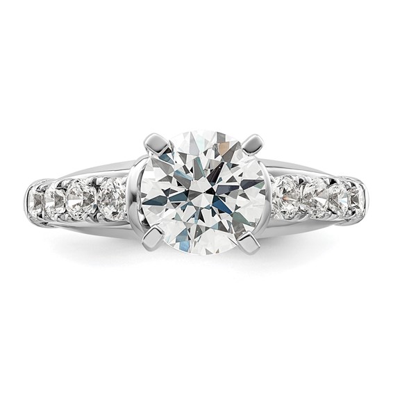 14k White Gold 1/2 carat Lab Grown Diamond VS/SI+ G+ 1 1/2 carat Center Round Semi Mount Shared Prong Engagement Ring