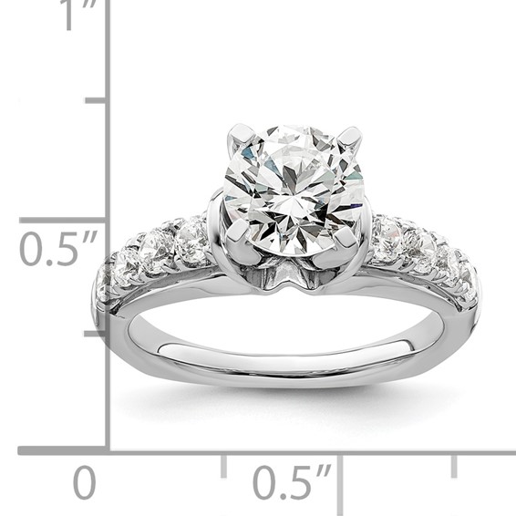 14k White Gold 1/2 carat Lab Grown Diamond VS/SI+ G+ 1 1/2 carat Center Round Semi Mount Shared Prong Engagement Ring