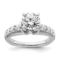 14K White Gold 0.50 Carat Lab Grown Diamond VS SI+ G+ 1.50 Carat Center Round Semi Mount Shared Prong Engagement Ring view 1