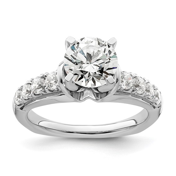 14k White Gold 1/2 carat Lab Grown Diamond VS/SI+ G+ 1 1/2 carat Center Round Semi Mount Shared Prong Engagement Ring