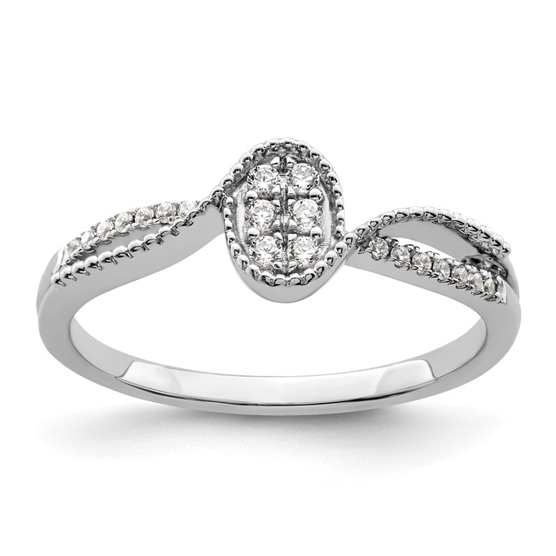 14K White Gold First Promise Lab Grown VS/SI+ G+ Dia Small Cluster Promise