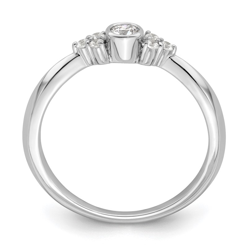 14K White Gold First PromiseLab Grown VS/SI+ G+ Dia Round Bezel Promise Rin