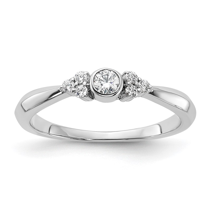 14K White Gold First PromiseLab Grown VS/SI+ G+ Dia Round Bezel Promise Rin