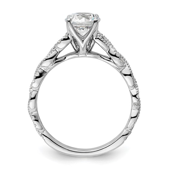 14k White Gold 1/5 carat Lab Grown Diamond VS/SI+ G+ 1 carat Center Round Semi Mount Engagement Ring