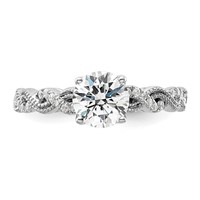 14K White Gold 0.20 Carat Lab Grown Diamond VS SI+ G+ 1 Carat Center Round Semi Mount Engagement Ring view 4