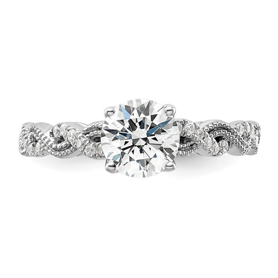 14k White Gold 1/5 carat Lab Grown Diamond VS/SI+ G+ 1 carat Center Round Semi Mount Engagement Ring