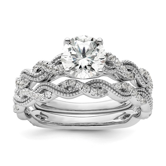 14k White Gold 1/5 carat Lab Grown Diamond VS/SI+ G+ 1 carat Center Round Semi Mount Engagement Ring