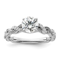 14K White Gold 0.20 Carat Lab Grown Diamond VS SI+ G+ 1 Carat Center Round Semi Mount Engagement Ring view 1