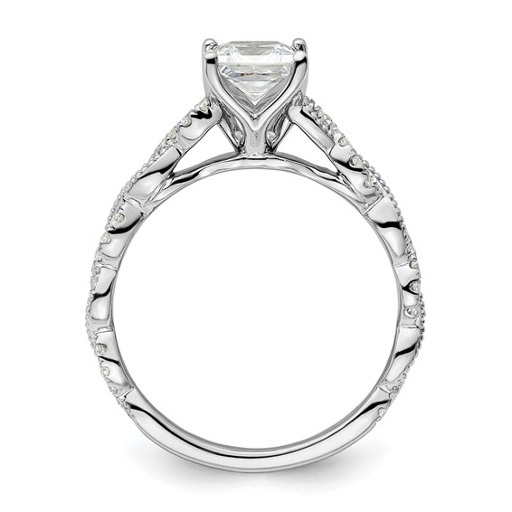 14k White Gold 1/5 carat Lab Grown Diamond VS/SI+ G+ 1 carat Center Princess Semi Mount Engagement Ring