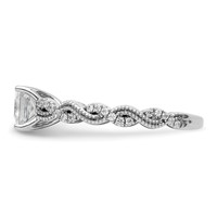 14K White Gold 0.20 Carat Lab Grown Diamond VS SI+ G+ 1 Carat Center Princess Semi Mount Engagement Ring view 3