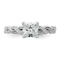 14K White Gold 0.20 Carat Lab Grown Diamond VS SI+ G+ 1 Carat Center Princess Semi Mount Engagement Ring view 4
