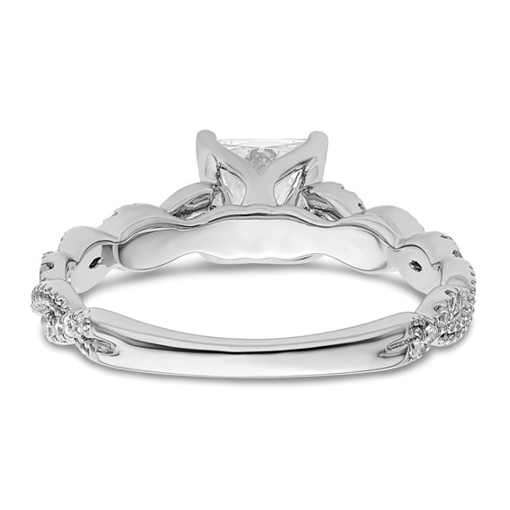 14k White Gold 1/5 carat Lab Grown Diamond VS/SI+ G+ 1 carat Center Princess Semi Mount Engagement Ring