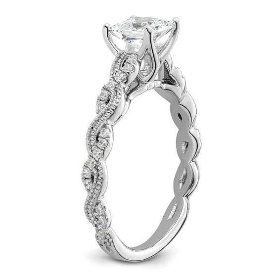 14k White Gold 1/5 carat Lab Grown Diamond VS/SI+ G+ 1 carat Center Princess Semi Mount Engagement Ring