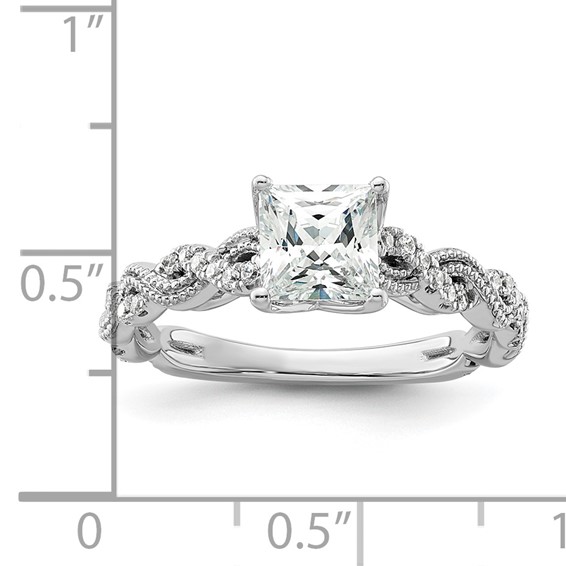 14k White Gold 1/5 carat Lab Grown Diamond VS/SI+ G+ 1 carat Center Princess Semi Mount Engagement Ring