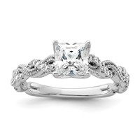 14K White Gold 0.20 Carat Lab Grown Diamond VS SI+ G+ 1 Carat Center Princess Semi Mount Engagement Ring view 1