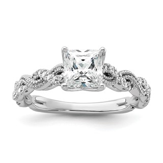14k White Gold 1/5 carat Lab Grown Diamond VS/SI+ G+ 1 carat Center Princess Semi Mount Engagement Ring