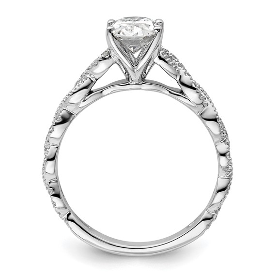 14k White Gold 1/5 carat Lab Grown Diamond VS/SI+ G+ 1 carat Center Oval Semi Mount Engagement Ring
