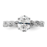 14K White Gold 0.20 Carat Lab Grown Diamond VS SI+ G+ 1 Carat Center Oval Semi Mount Engagement Ring view 4