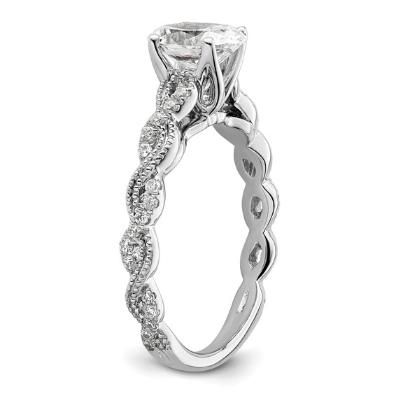 14k White Gold 1/5 carat Lab Grown Diamond VS/SI+ G+ 1 carat Center Oval Semi Mount Engagement Ring