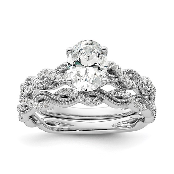 14k White Gold 1/5 carat Lab Grown Diamond VS/SI+ G+ 1 carat Center Oval Semi Mount Engagement Ring