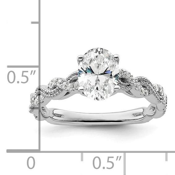 14k White Gold 1/5 carat Lab Grown Diamond VS/SI+ G+ 1 carat Center Oval Semi Mount Engagement Ring