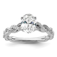 14K White Gold 0.20 Carat Lab Grown Diamond VS SI+ G+ 1 Carat Center Oval Semi Mount Engagement Ring view 1