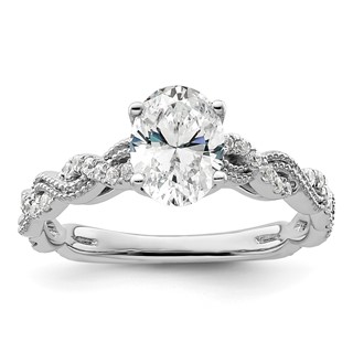 14k White Gold 1/5 carat Lab Grown Diamond VS/SI+ G+ 1 carat Center Oval Semi Mount Engagement Ring