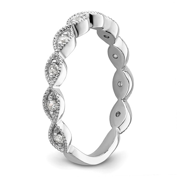 14k White Gold 1/6 carat Lab Grown Diamond VS/SI+ G+ Complete Wedding Band