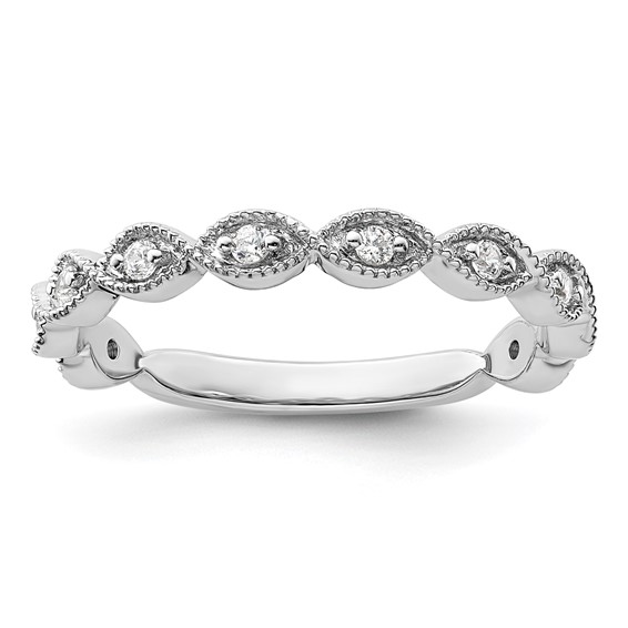 14k White Gold 1/6 carat Lab Grown Diamond VS/SI+ G+ Complete Wedding Band