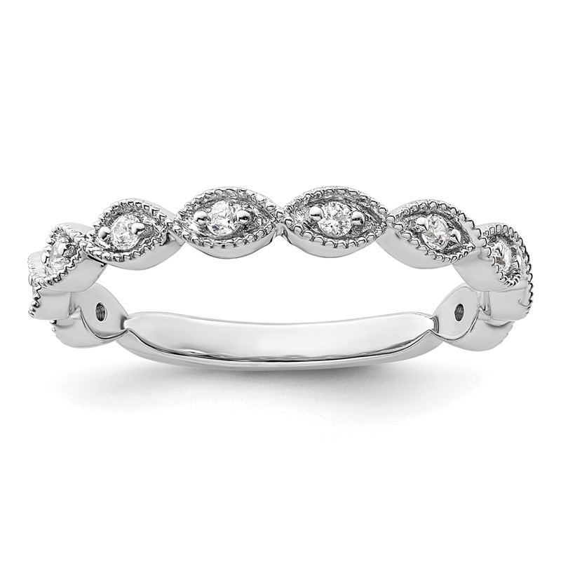 14k White Gold 1/6 carat Lab Grown Diamond VS/SI+ G+ Complete Wedding Band