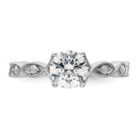 14K White Gold 0.12 Carat Lab Grown Diamond VS SI+ G+ 1 Carat Center Round Semi Mount Engagement Ring view 4