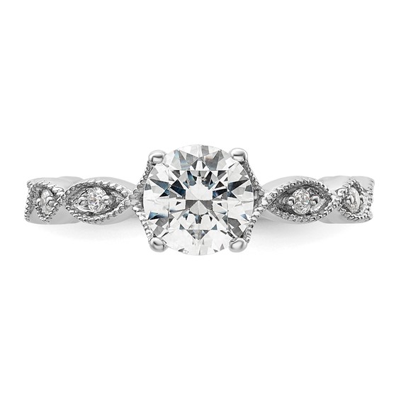 14k White Gold 1/8 carat Lab Grown Diamond VS/SI+ G+ 1 carat Center Round Semi Mount Engagement Ring