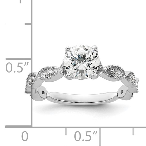 14k White Gold 1/8 carat Lab Grown Diamond VS/SI+ G+ 1 carat Center Round Semi Mount Engagement Ring